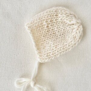 Cozy Knit Baby Bonnet  Cream handmade